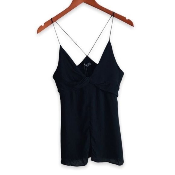 Zara Spaghetti Strap Fly Away Front Top In Black Size XS - Picture 1 of 6